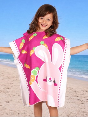 Kids Bunny Patterned Hoodie Towel